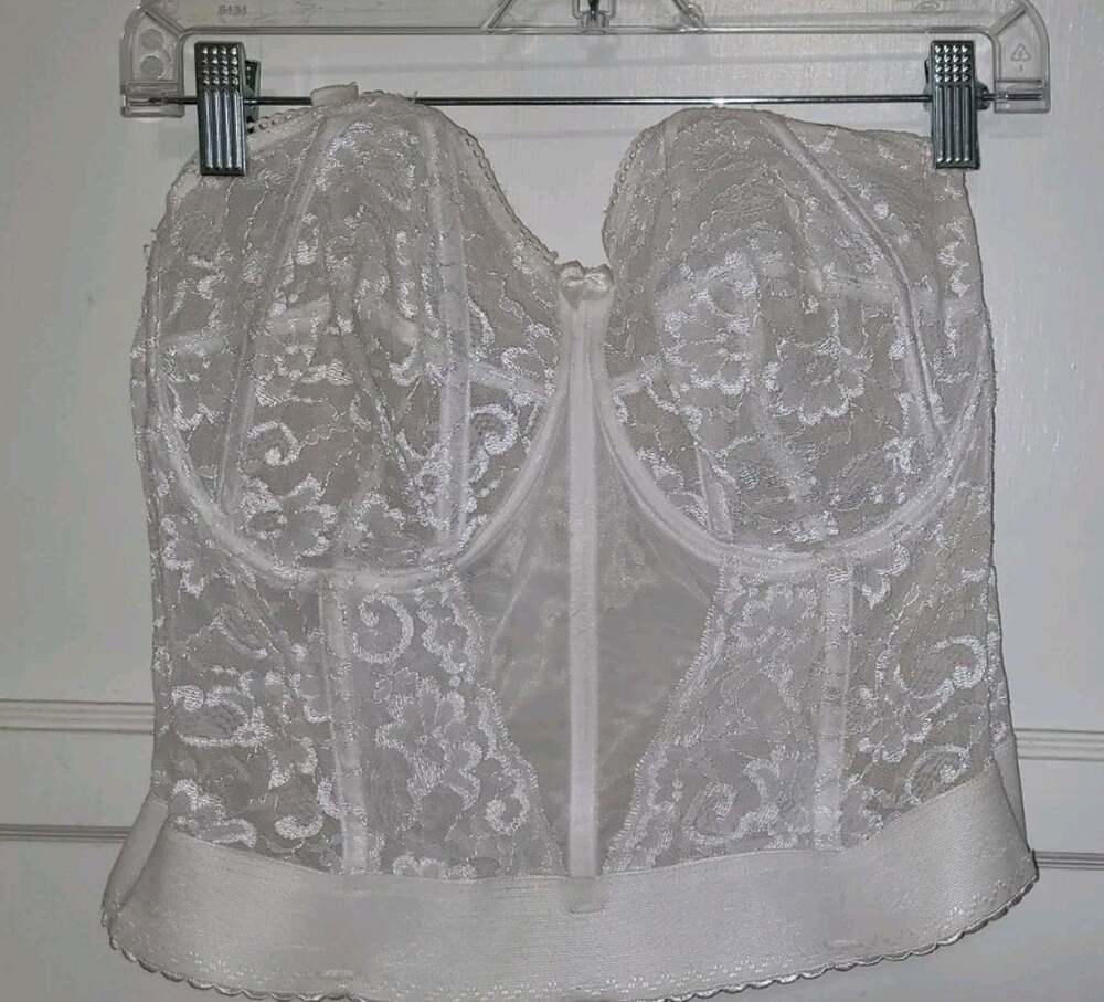 Goddess Bridal Floral Embroidered Sheer Bustier Longline Bra, Discontinued